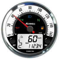 Acewell white face 80mm needle Speedometer with digital tacho