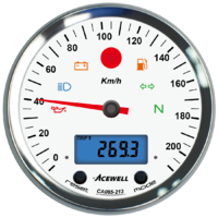Acewell white face 95mm needle Speedometer with digital tacho CA085