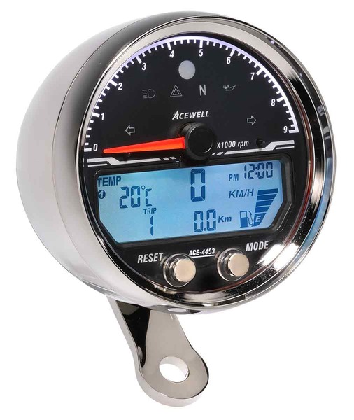 Acewell Digital Sports Track Bike Speedometer with Analogue Tacho to 9000rpm