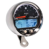 Acewell Digital Speedometer with Analogue Tacho to 9000rpm. Polished Chrome Housing