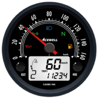 Acewell black face 80mm needle Speedometer with digital tacho CA080