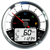 Acewell white face 80mm needle Tachometer with digital speedo CA080