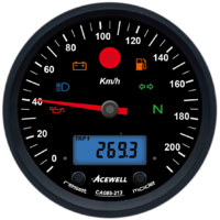 Acewell black face 95mm Analogue Speedometer with digital tacho CA085