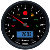 Acewell CA085 black face 95mm needle Tachometer with digital speedo