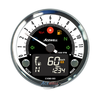 Acewell CV080 80mm Tachometer with white face 