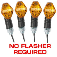 4x Tiny black indicators, diamond shaped, 21W halogen (2x IND21D)