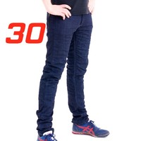 Skinny Leg Protective Motorcycle Jeans, fully lined, dark blue 30 Waist