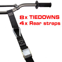8x Tiedowns Tie Down 4x FREE Rear Straps Motorbike Motorcycle MX Dirt Bike