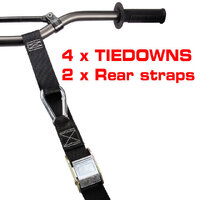 4x Tiedowns Tie Down 2x FREE Rear Straps Motorbike Motorcycle MX Dirt Bike
