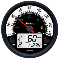 Acewell 80mm speedometer 160kmh with digital tacho anodized black body
