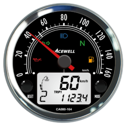 80mm speedometer 160kmh black face digital tach chrome plastic bezel black sleeve