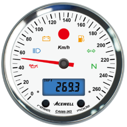 95mm speedometer 260kmh white face digital tacho chrome alloy bezel and sleeve