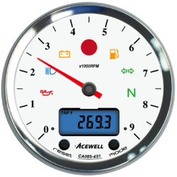 95mm tachometer 9000rpm white face digital speedometer chrome plastic bezel
