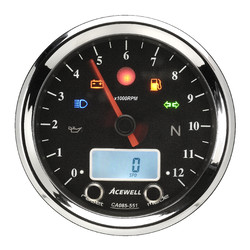 95mm tachometer 12000rpm black face digital speedo chrome alloy bezel and sleeve