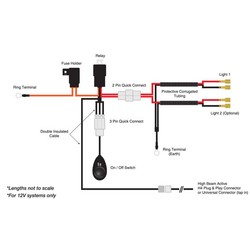 Pre Wired Auxiliary  Spot Fog Flood Light Bar Lamp Loom Wiring Harness