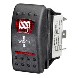 Sealed On/Off Rocker Switch with Red LED Winch