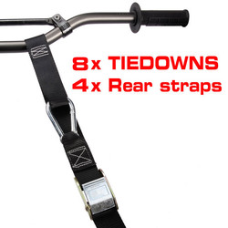 8x Tiedowns Tie Down 4x FREE Rear Straps Motorbike Motorcycle MX Dirt Bike
